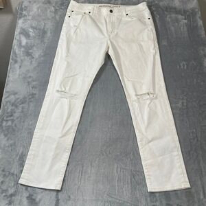 American Eagle Mens Jeans 36x32 White Slim Distressed Ne(x)t Level Flex Ripped